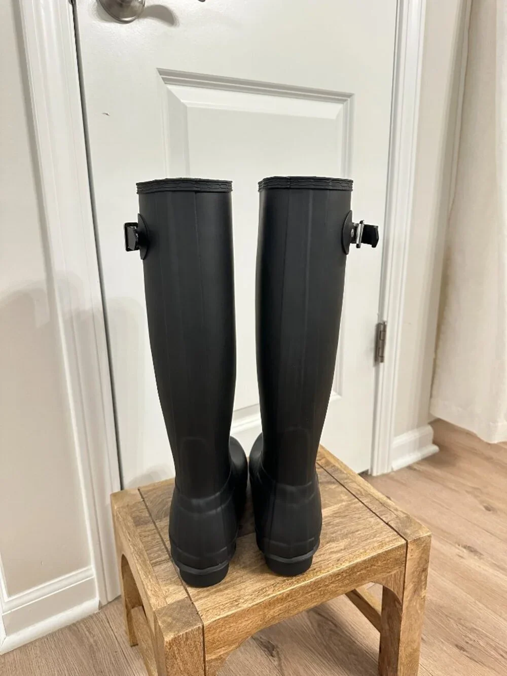 HUNTER Original Tall Rain Boot in Black Size US 8
